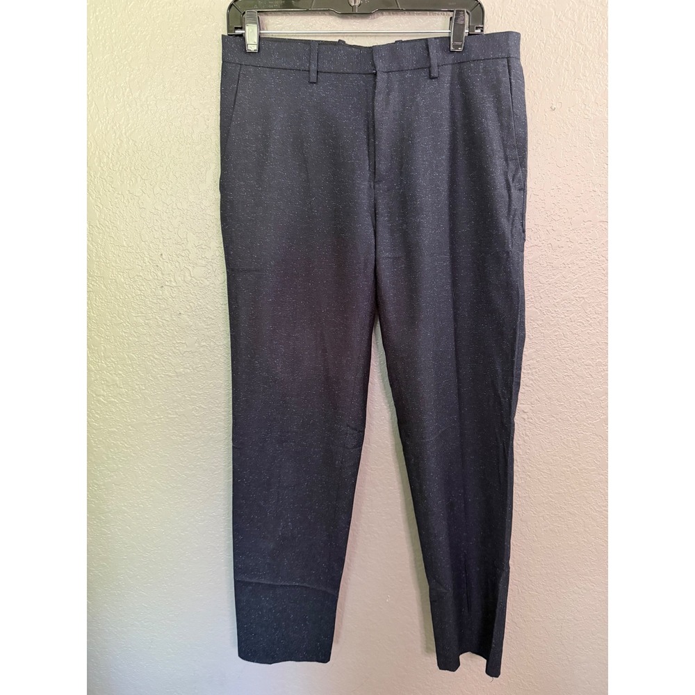 Theory Mayer Bowen Wool Silk Navy Blue Flecked Dress Pants Mens 31/30 Office
